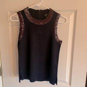 Navy blue merino wool sleeveless sweater